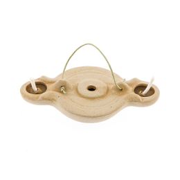 Oil Lamp - Handmade Quality Ceramic, Ancient Greek Style Replica - Beige, 2 Flames, Tabletop
