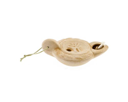 Oil Lamp - Handmade Quality Ceramic, Ancient Greek Style Replica - Beige, 1 Flame, Tabletop