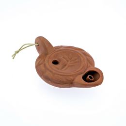 Oil Lamp - Handmade Quality Ceramic, Ancient Greek Style Replica - Brown, 1 Flame, Tabletop
