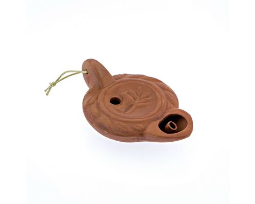 Oil Lamp - Handmade Quality Ceramic, Ancient Greek Style Replica - Brown, 1 Flame, Tabletop