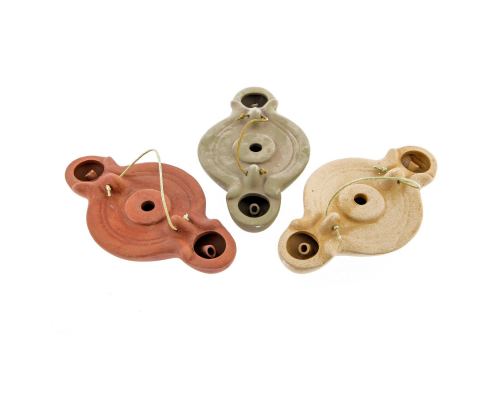 Oil Lamp - Ancient Greek Style Replica, 2 Flames - 3 colors