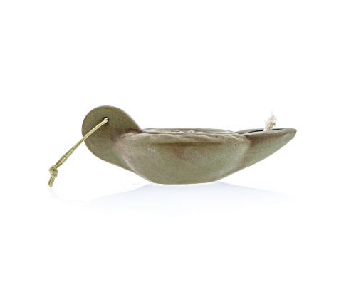 Oil Lamp - Handmade Quality Ceramic, Ancient Greek Style Replica - Olive Green, 1 Flame, Tabletop