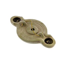 Oil Lamp - Handmade Quality Ceramic, Ancient Greek Style Replica - Olive Green, 2 Flames, Tabletop