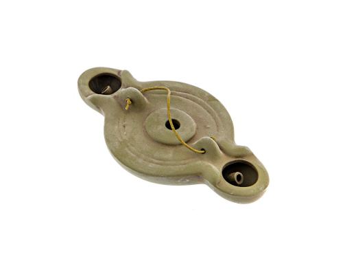 Oil Lamp - Handmade Quality Ceramic, Ancient Greek Style Replica - Olive Green, 2 Flames, Tabletop