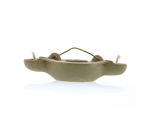 Oil Lamp - Handmade Quality Ceramic, Ancient Greek Style Replica - Olive Green, 2 Flames, Tabletop