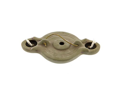 Oil Lamp - Handmade Quality Ceramic, Ancient Greek Style Replica - Olive Green, 2 Flames, Tabletop