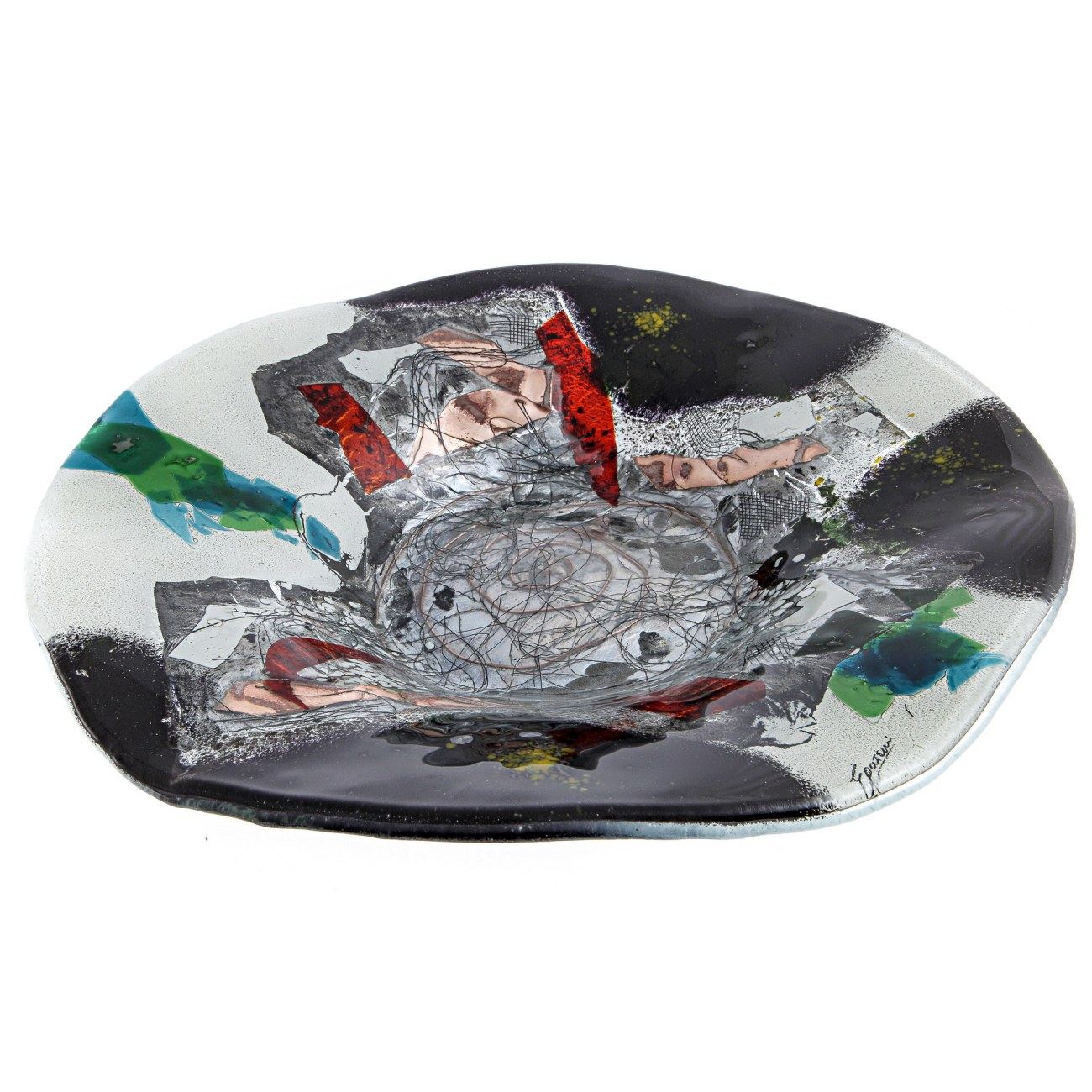 Fused glass platter top