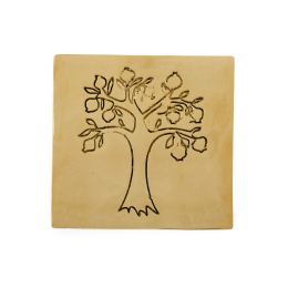 Drink Serving Coasters Set of 4 - Handmade Bronze Metal - Pomegranate Tree Design - Gold