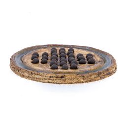 Solitaire Board Game - Handmade Ceramic Decorative Set - Brown Marbles & Beige, 23cm (9")