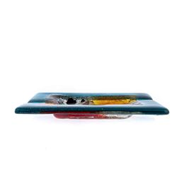 Ashtray - Handmade Fused Glass, Rectangular Shape - Decorative Smoking Accessory - Aqua Blue 16cm (6.3'')