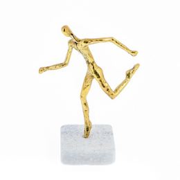 "Runner" Metal Sculpture - Handmade Bronze on Marble Base - 6.1' (15.5cm)