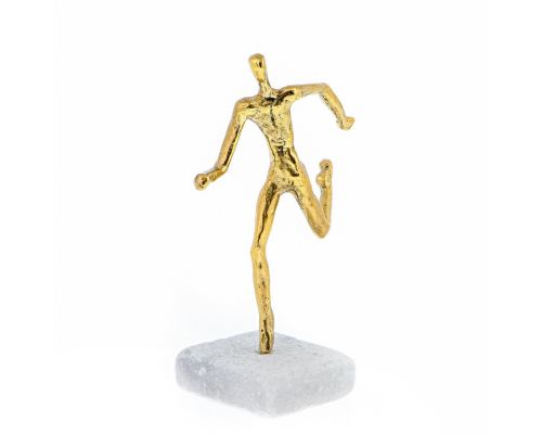 "Runner" Metal Sculpture - Handmade Bronze on Marble Base - 6.1' (15.5cm)