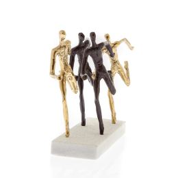 "Runners" Metal Sculpture - Handmade Bronze on Marble Base - 9'' (23cm)