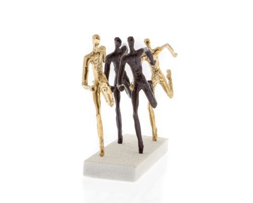 "Runners" Metal Sculpture - Handmade Bronze on Marble Base - 9'' (23cm)