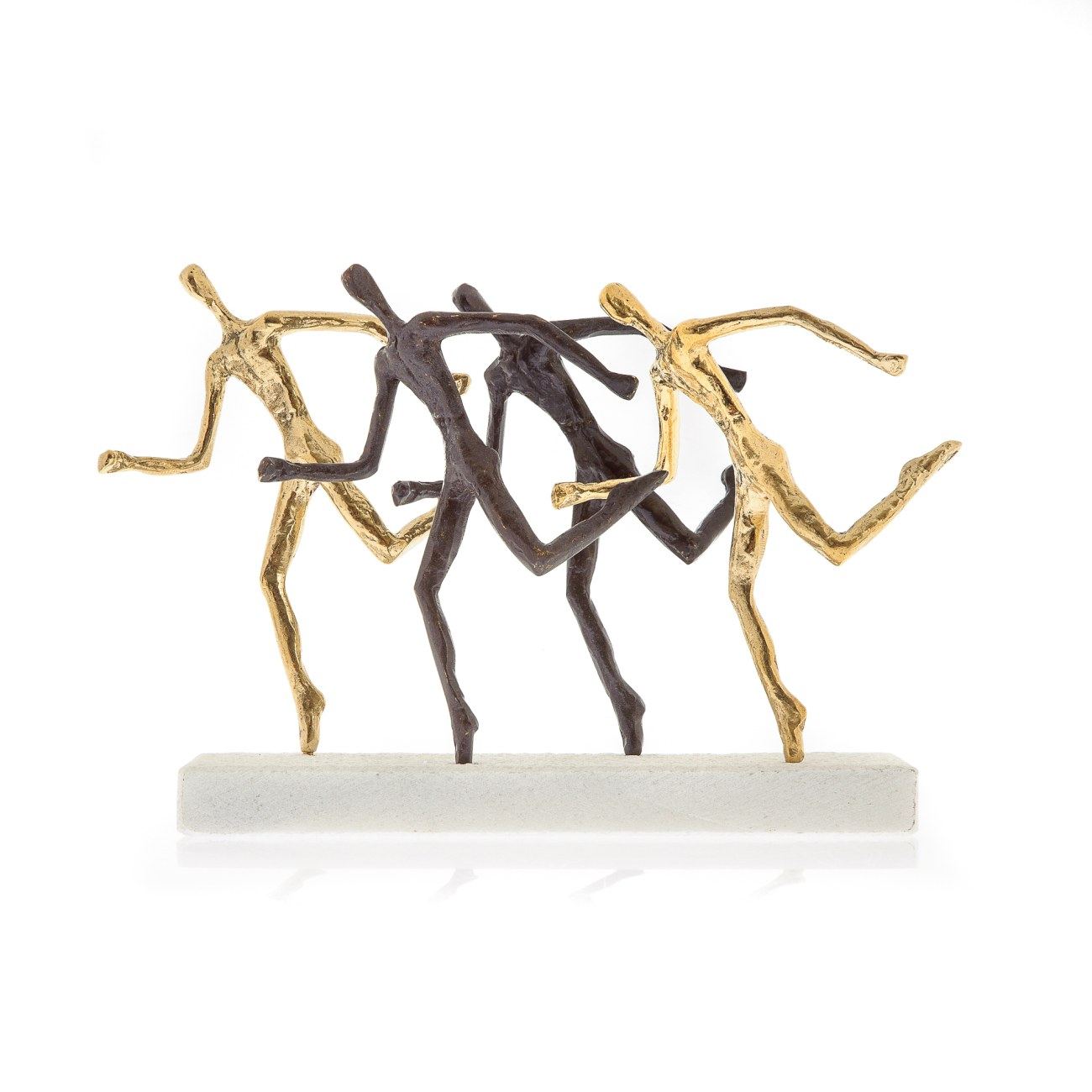 "Runners" Metal Sculpture Handmade Bronze on Marble Base 9'' (23cm)