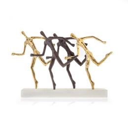 "Runners" Metal Sculpture - Handmade Bronze on Marble Base - 9'' (23cm)