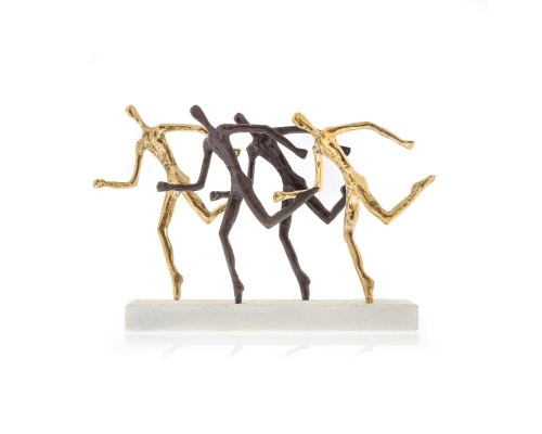 "Runners" Metal Sculpture - Handmade Bronze on Marble Base - 9'' (23cm)