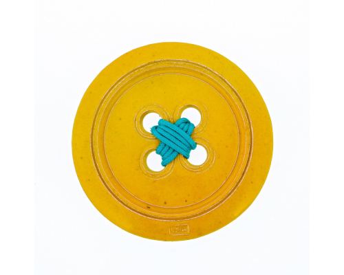 Ceramic Yellow Button - Modern Handmade Wall Art Decor - Small Size 7.1" (18cm)