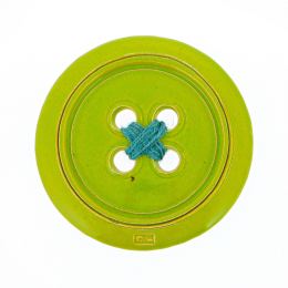 Ceramic Green Button - Modern Handmade Wall Art Decor - Small Size 7.1" (18cm)
