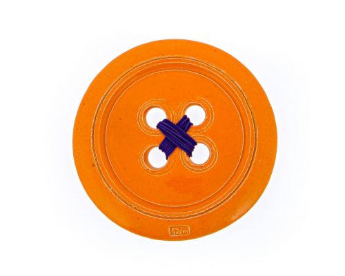Ceramic Orange Button - Modern Handmade Wall Art Decor - Small Size 7.1" (18cm)