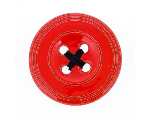 Κόκκινο Κεραμικό Κουμπί - Μοντέρνο Διακοσμητικό Τοίχου – Μεγάλο