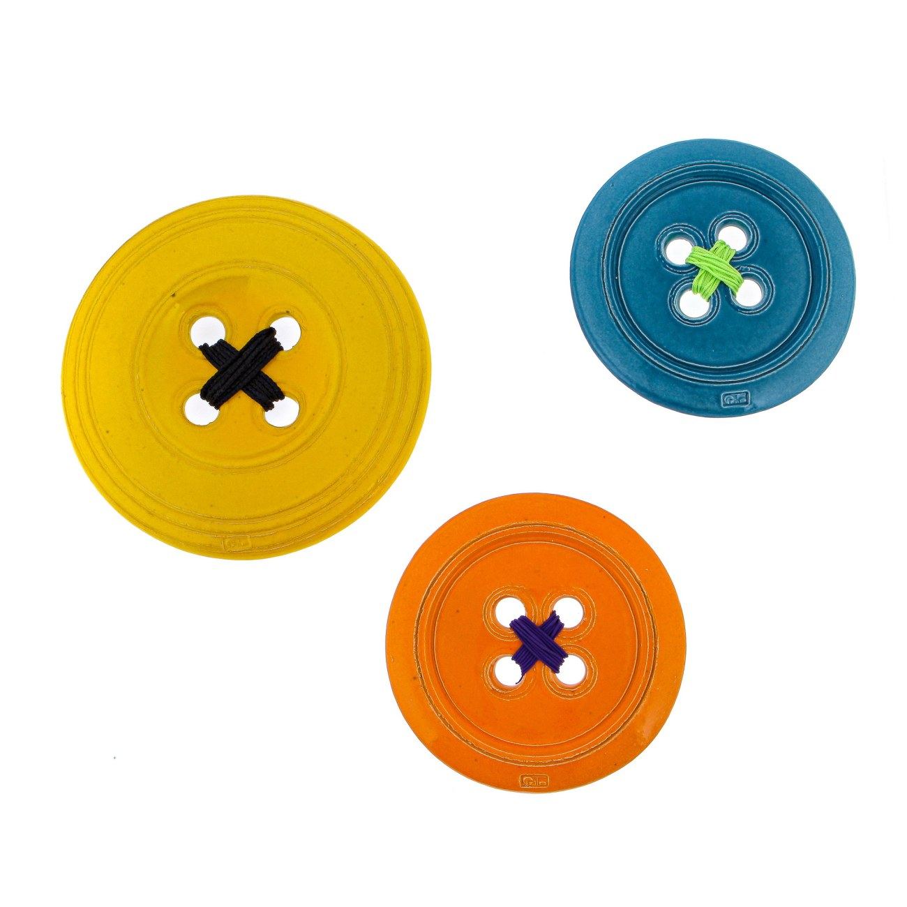 Ceramic Yellow Button Modern Handmade Wall Art Decor Large