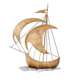 Καράβι με Πανιά - Μεταλλικό Διακοσμητικό Τοίχου, Χρυσό (50cm)