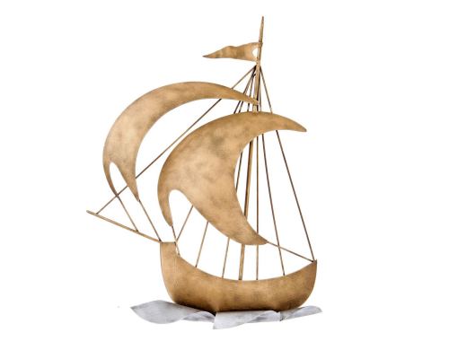 Καράβι με Πανιά - Μεταλλικό Διακοσμητικό Τοίχου, Χρυσό (50cm)