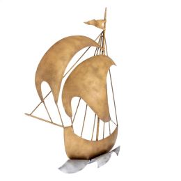 Sailing Ship, Wall Art Sculpture - Handmade Metal Nautical Wall Art Decor, 20" (50cm)