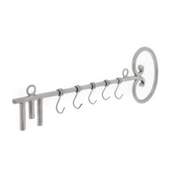 Wall Mount Metal Key Holder - Key Shape - Handmade - Rack 5 Hooks