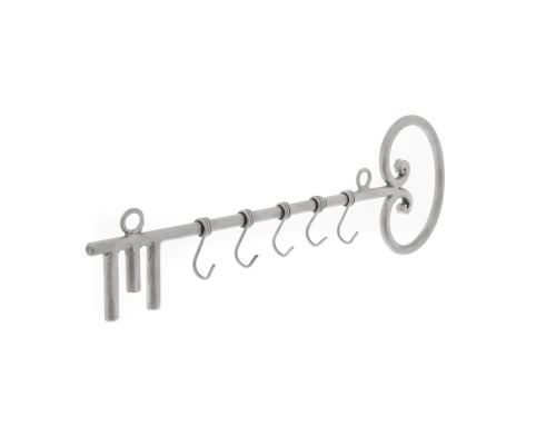 Wall Mount Metal Key Holder - Key Shape - Handmade - Rack 5 Hooks